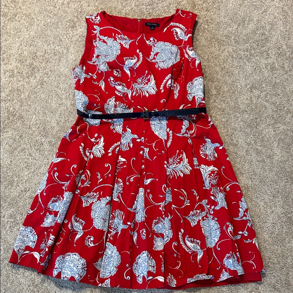 Tommy Hilfiger Red and Blue Floral Kids Dress